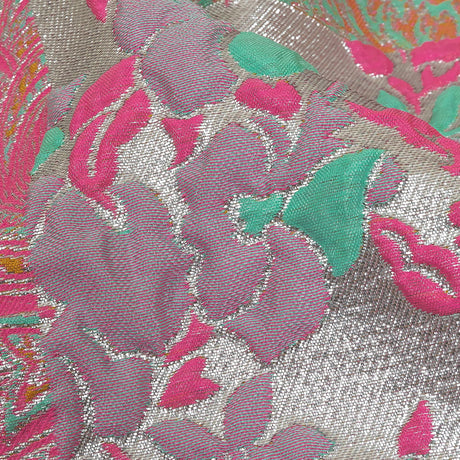 Aqua, Pink and Saffron Patchwork Metallic Luxury Brocade