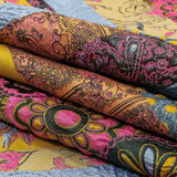Metallic Pink, Yellow and Sky Patchwork Diagonal Stripes Luxury Brocade