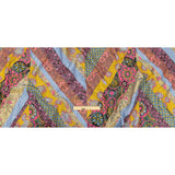 Metallic Pink, Yellow and Sky Patchwork Diagonal Stripes Luxury Brocade