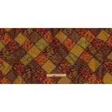 Red, Saffron and Metallic Navy Patchwork Squares Luxury Brocade
