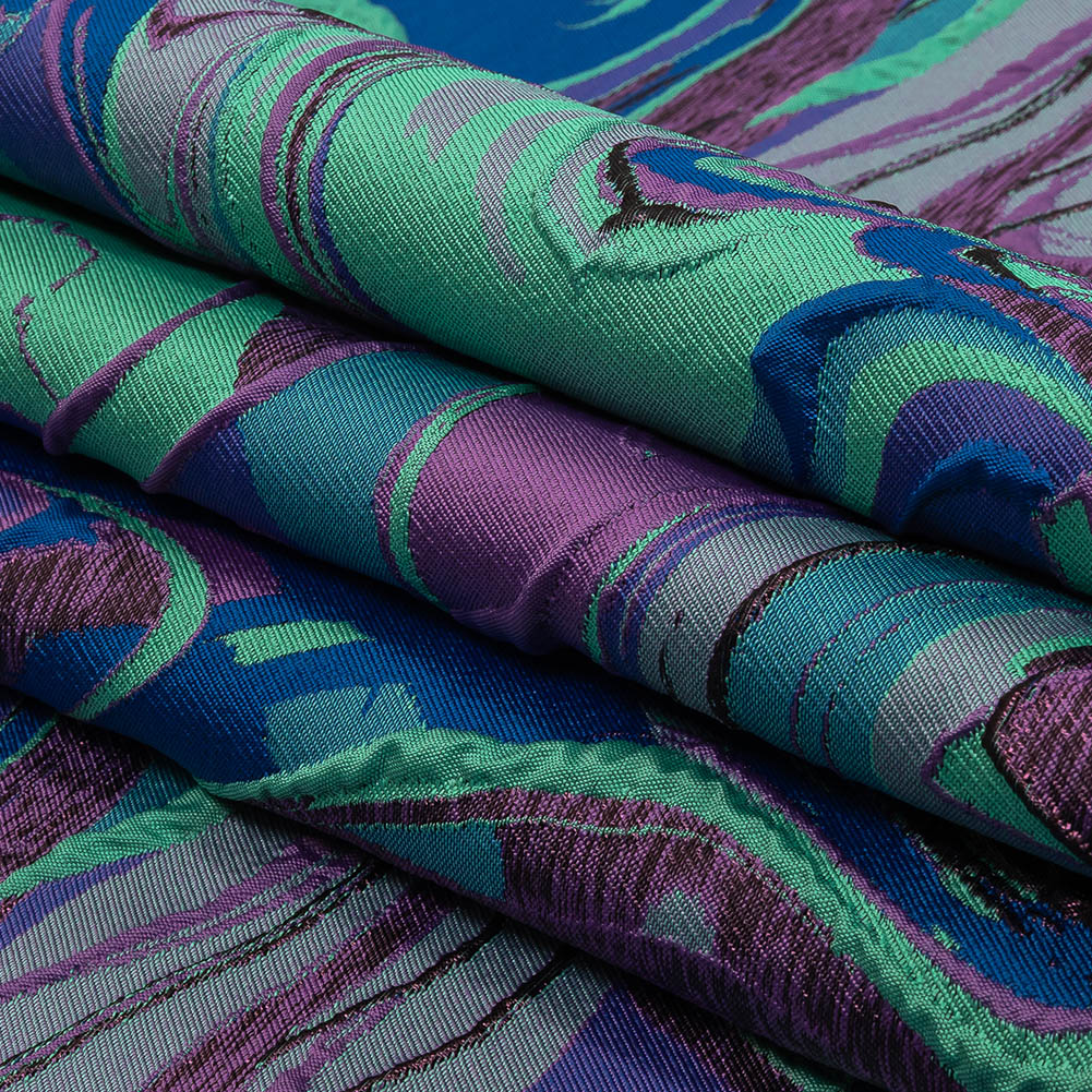 Lilac, Seafoam and Blue Marbled Metallic Luxury Brocade