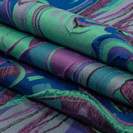 Lilac, Seafoam and Blue Marbled Metallic Luxury Brocade