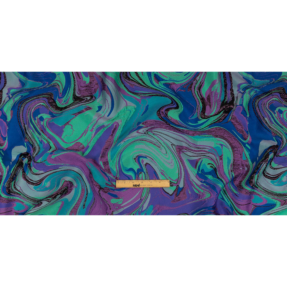 Lilac, Seafoam and Blue Marbled Metallic Luxury Brocade