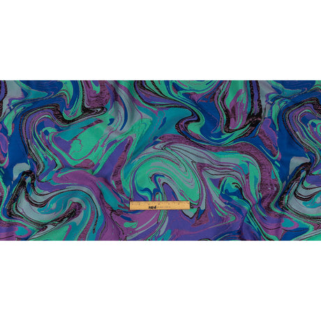 Lilac, Seafoam and Blue Marbled Metallic Luxury Brocade