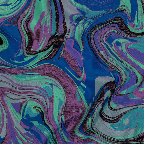 Lilac, Seafoam and Blue Marbled Metallic Luxury Brocade
