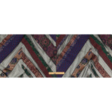 Metallic Royal, Evergreen and Red Patchwork Chevrons Luxury Organza Brocade