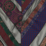 Metallic Royal, Evergreen and Red Patchwork Chevrons Luxury Organza Brocade