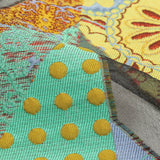 Metallic Seafoam, Mustard, and Ruby Patchwork Chevrons Luxury Organza Brocade