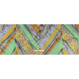 Metallic Seafoam, Mustard, and Ruby Patchwork Chevrons Luxury Organza Brocade
