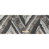 Metallic Silver, Black and Gray Patchwork Chevrons Luxury Organza Brocade