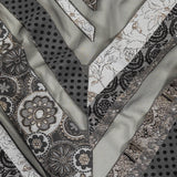 Metallic Silver, Black and Gray Patchwork Chevrons Luxury Organza Brocade