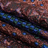 Metallic Rose Gold, Forest and Royal Blue Ornate Patchwork Luxury Brocade