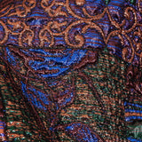 Metallic Rose Gold, Forest and Royal Blue Ornate Patchwork Luxury Brocade