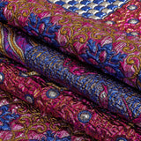Metallic Blue, Pink and Yellow Gold Ornate Patchwork Luxury Brocade
