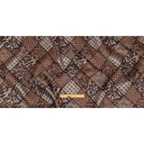 Metallic Silver, Copper and Maroon Patchwork Squares Luxury Brocade