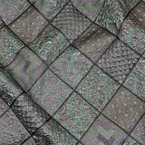 Metallic Baby Blue, Rose Gold and Lilac Patchwork Squares Luxury Brocade