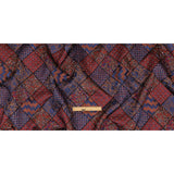 Metallic Royal Blue, Ruby and Bronze Patchwork Squares Luxury Brocade