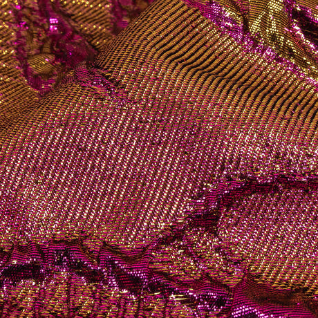 Metallic Iridescent Fuchsia and Gold Floral Luxury Brocade