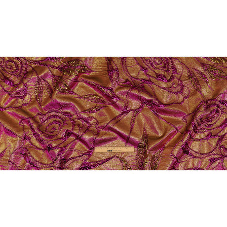Metallic Iridescent Fuchsia and Gold Floral Luxury Brocade