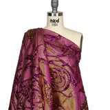 Metallic Iridescent Fuchsia and Gold Floral Luxury Brocade