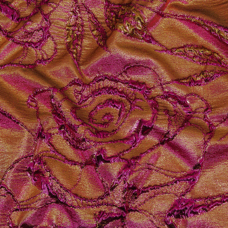 Metallic Iridescent Fuchsia and Gold Floral Luxury Brocade