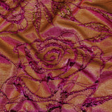 Metallic Iridescent Fuchsia and Gold Floral Luxury Brocade