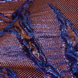 Metallic Iridescent Rose Gold and Bright Blue Floral Luxury Brocade