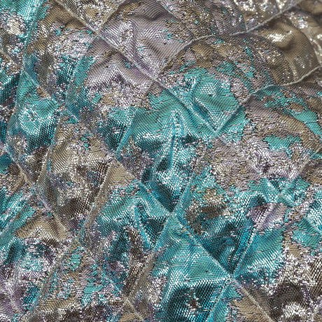 Metallic Silver, Lilac and Sky Diamond Quilted Luxury Brocade