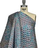 Metallic Silver, Lilac and Sky Diamond Quilted Luxury Brocade