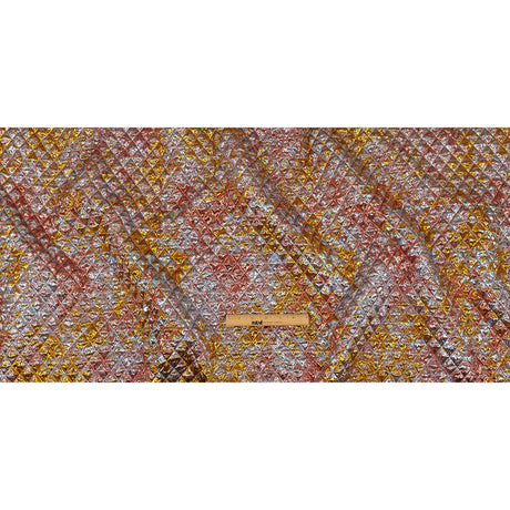Metallic Coral, Gold and Baby Blue Diamond Quilted Luxury Brocade