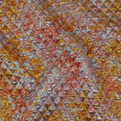 Metallic Coral, Gold and Baby Blue Diamond Quilted Luxury Brocade