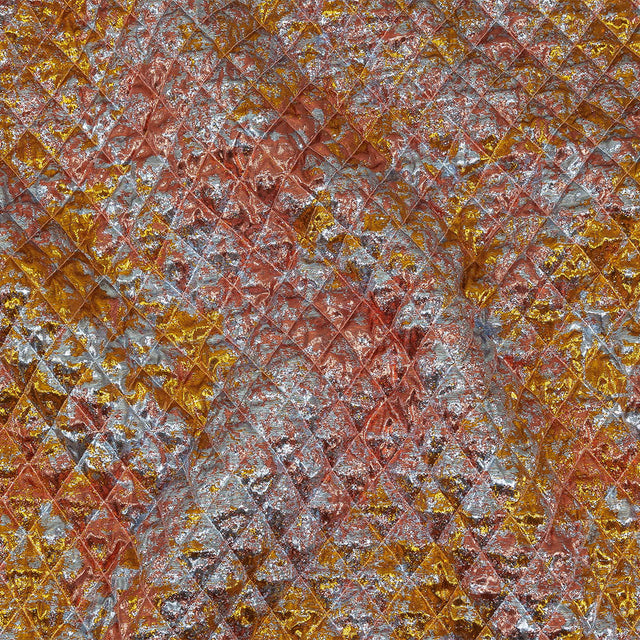 Metallic Coral, Gold and Baby Blue Diamond Quilted Luxury Brocade