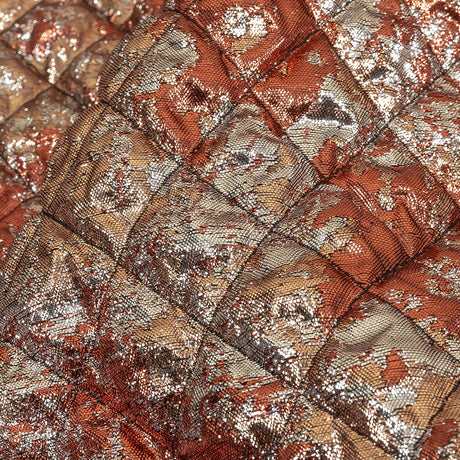 Metallic Copper, Bronze and Silver Diamond Quilted Luxury Brocade