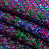 Metallic Green, Blue and Fuchsia Diamond Quilted Luxury Brocade