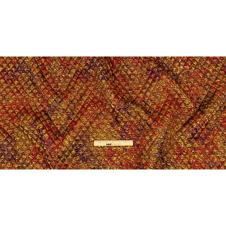 Metallic Red, Gold and Burgundy Diamond Quilted Luxury Brocade