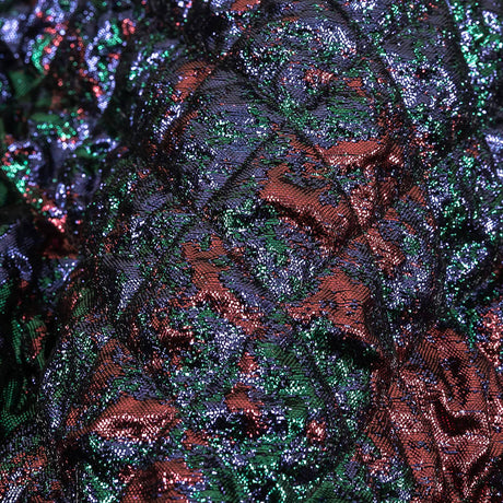 Metallic Burgundy, Evergreen and Navy Diamond Quilted Luxury Brocade