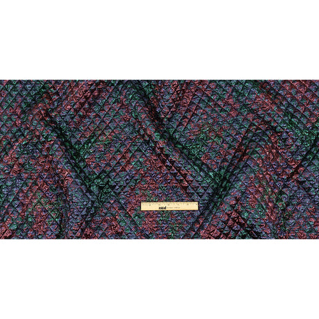 Metallic Burgundy, Evergreen and Navy Diamond Quilted Luxury Brocade