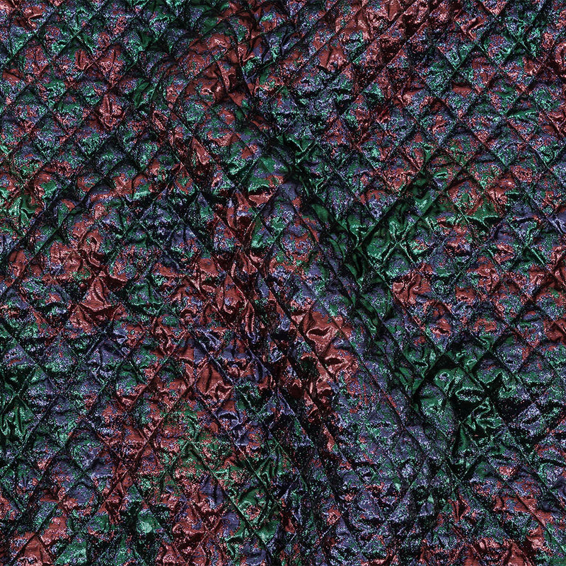 Metallic Burgundy, Evergreen and Navy Diamond Quilted Luxury Brocade