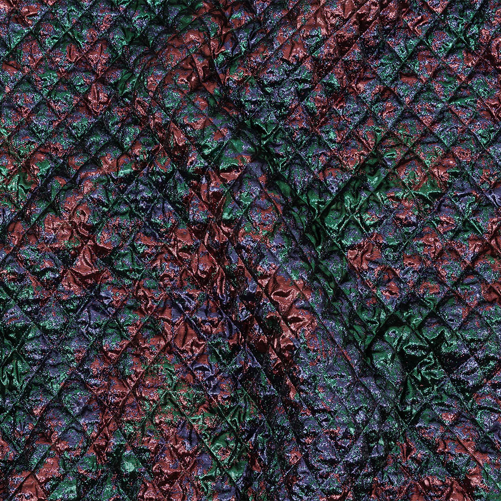 Metallic Burgundy, Evergreen and Navy Diamond Quilted Luxury Brocade