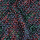 Metallic Burgundy, Evergreen and Navy Diamond Quilted Luxury Brocade