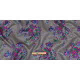 Metallic Silver, Pink and Blue Floral Triangles Quilted Look Luxury Brocade