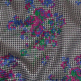 Metallic Silver, Pink and Blue Floral Triangles Quilted Look Luxury Brocade