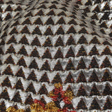 Metallic Silver, Red and Orange Floral Triangles Quilted Look Luxury Brocade