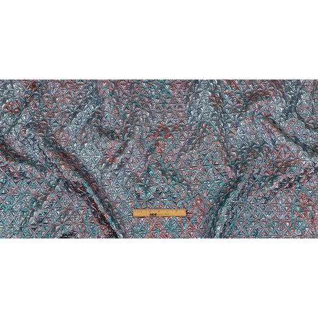 Metallic Powder Blue, Aqua and Baby Pink Lattice Quilted Look Luxury Brocade