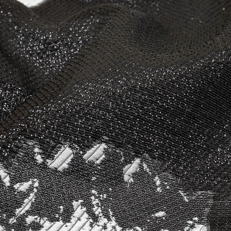 Metallic Black and White Floral Luxury Burnout Brocade