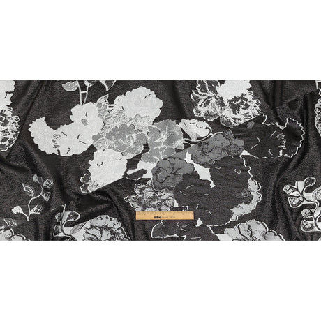 Metallic Black and White Floral Luxury Burnout Brocade
