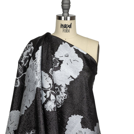 Metallic Black and White Floral Luxury Burnout Brocade