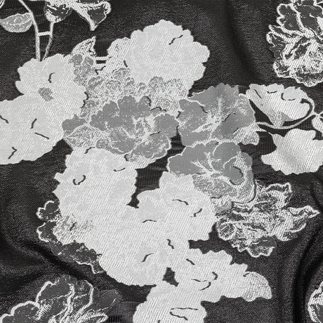 Metallic Black and White Floral Luxury Burnout Brocade