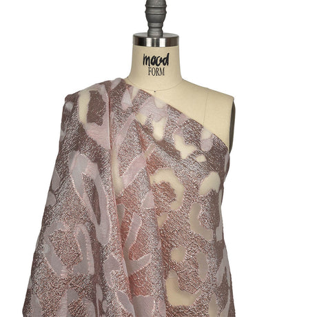 Metallic Rose Pink Animal Spots Luxury Burnout Brocade