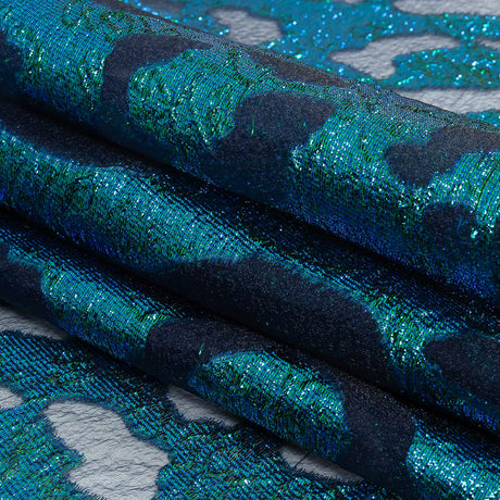 Metallic Royal and Emerald Animal Spots Luxury Burnout Brocade